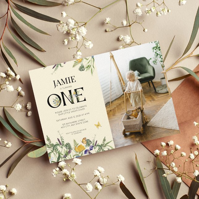 Invitación Foto del Chica del primer cumpleaños de Wildflower (Subido por el creador)