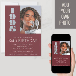 Invitación foto del cumpleaños 30 nacido en 1995 rojo burdeos