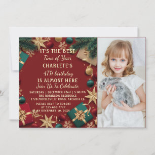 Invitación foto del cumpleaños de los cuarto Navidades