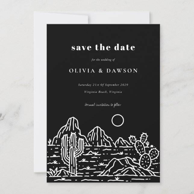 Invitación Foto del desierto de arte de la línea Cactus Save  (Anverso)