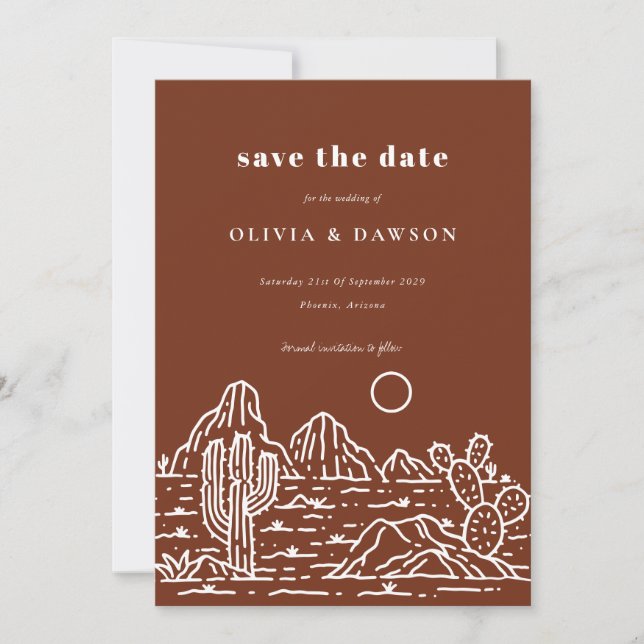 Invitación Foto del desierto de arte de la línea Cactus Save  (Anverso)