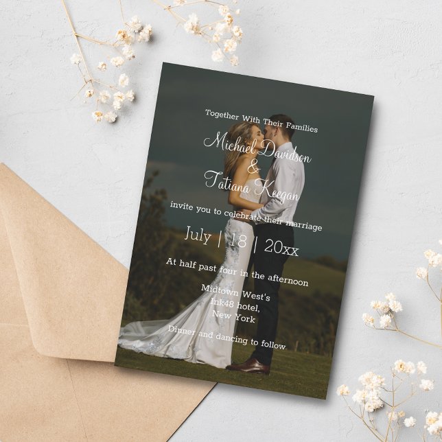 Invitación foto del día de la boda blanca y simple (Subido por el creador)