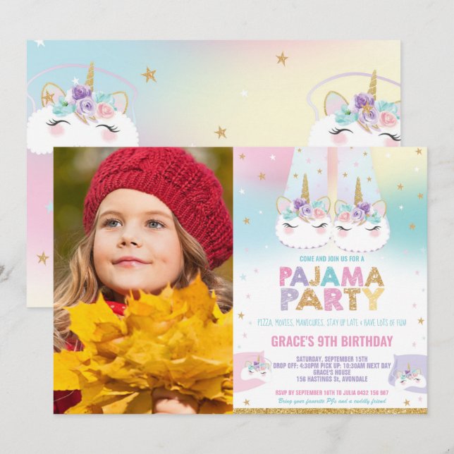 Invitación Foto del Día del Aniversario del Pajama de la Unic (Anverso / Reverso)