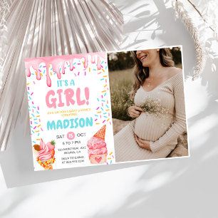 Invitación Foto del Fiesta Baby Shower de Ice Cream Chica