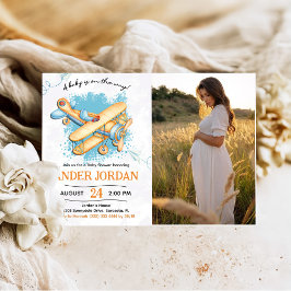 Invitación Foto del Fiesta Baby Shower de Vintage Airplane