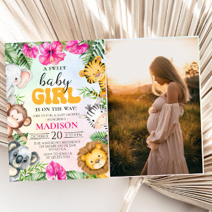 Invitación Foto del Fiesta de Baby Shower Chica Safari