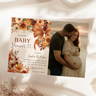 Invitación Foto del Fiesta de Baby Shower de Boho Rustic Fall