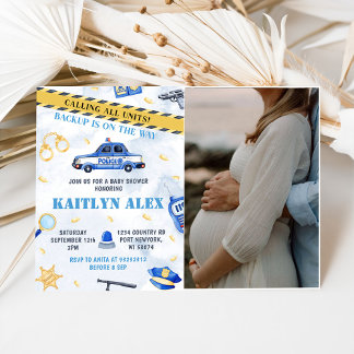 Invitación Foto del Fiesta de Baby Shower de un niño de la po