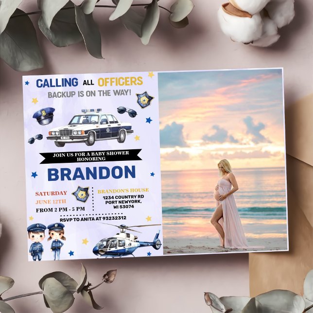Invitación Foto del Fiesta de cumpleaños 1 niño de la policía (Subido por el creador)