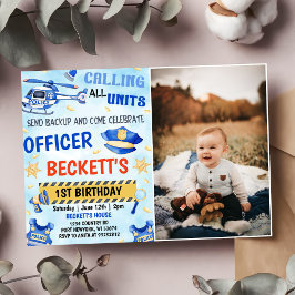 Invitación Foto del Fiesta de cumpleaños 1 niño de la policía
