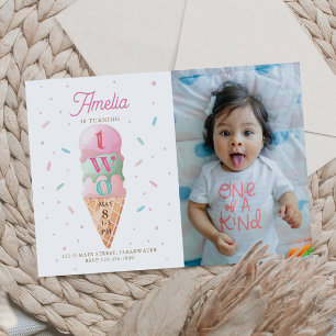 Invitación Foto del Fiesta de cumpleaños 2 helado crema de he