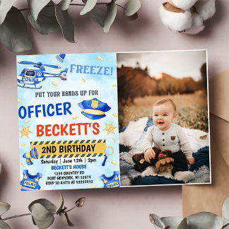 Invitación Foto del Fiesta de cumpleaños número 2 de policía