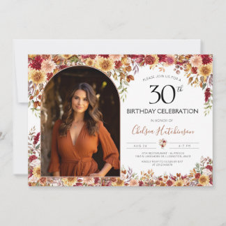 Invitación Foto del Fiesta de cumpleaños número 30 de Boho Fl