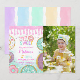 Invitación Foto del Fiesta de Donut de Día de Cumpleaños Rosa