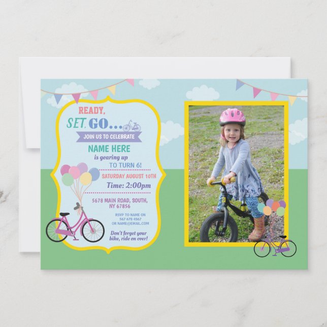 Invitación Foto del fiesta de los globos del paseo de la (Anverso)