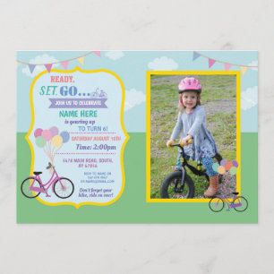 Invitación Foto del fiesta de los globos del paseo de la