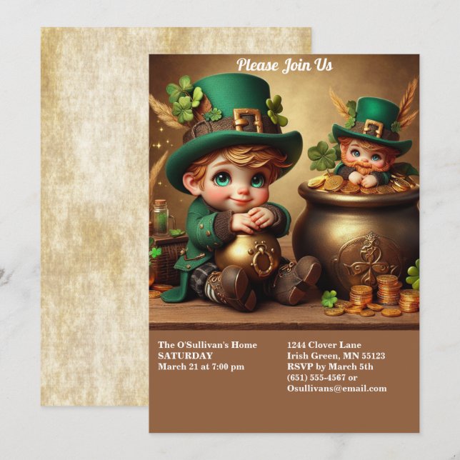 Invitación Foto del Fiesta Leprechaun del Día de San Patricio (Anverso / Reverso)
