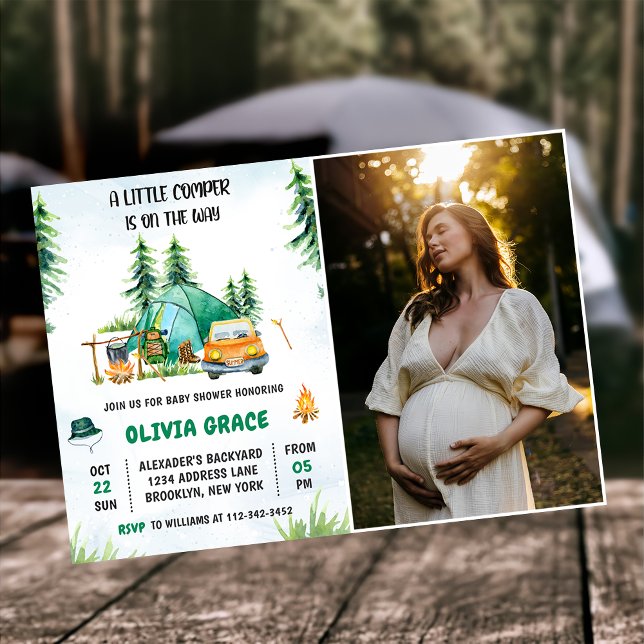 Invitación Foto del Fiesta Rústico de Baby Shower Camping Mou (Subido por el creador)