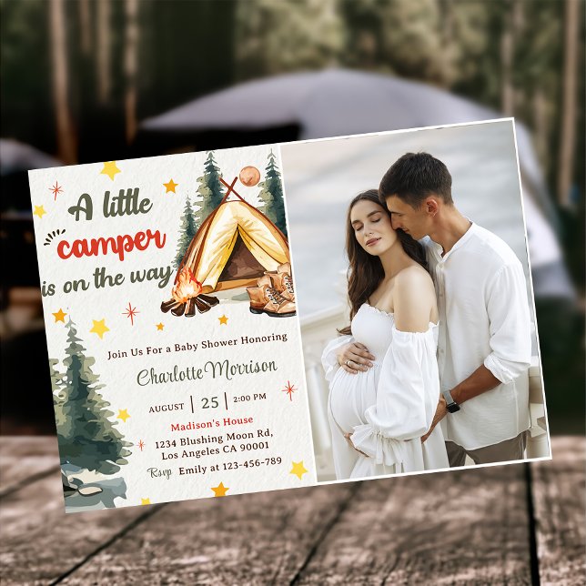 Invitación Foto del Fiesta Rústico de Baby Shower Camping Mou (Subido por el creador)