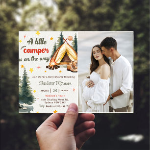 Invitación Foto del Fiesta Rústico de Baby Shower Camping Mou