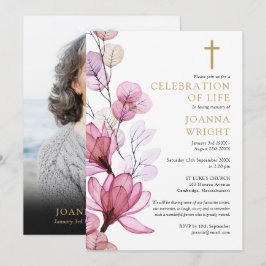 Invitación Foto del funeral cristiano conmemorativo de florac