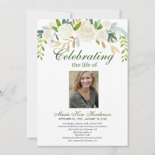 Invitación Foto del funeral del Boho Bouquet Memorial de Flor