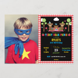 Invitación Foto del niño del primer cumpleaños del Chica Tedd