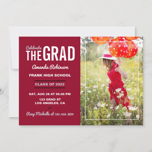 Invitación Foto del partido Crimson and White Graduation (Anverso)