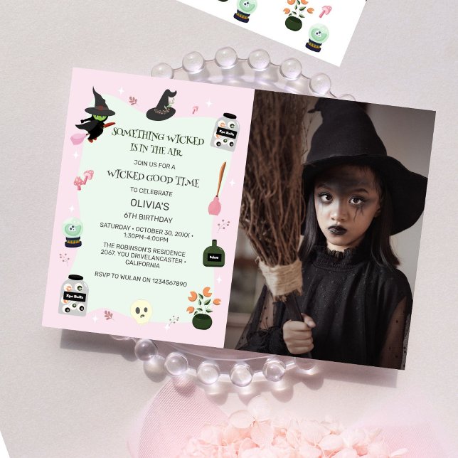 Invitación Foto del partido de cumpleaños de bruja verde mala (Subido por el creador)
