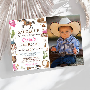 Invitación Foto del partido de cumpleaños de Cowboy Western R