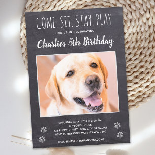 Invitación Foto del partido de cumpleaños de un perro con pip