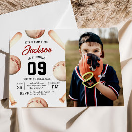 Invitación Foto del partido de cumpleaños del béisbol en époc