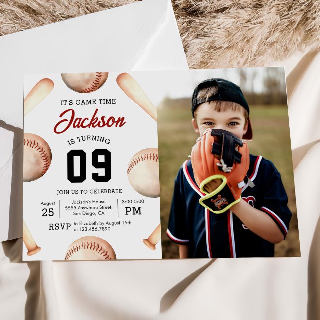 Invitación Foto del partido de cumpleaños del béisbol en époc (Subido por el creador)