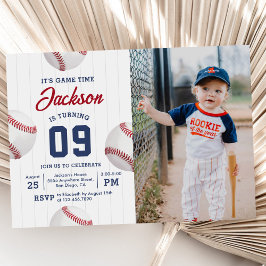 Invitación Foto del partido de cumpleaños del béisbol en époc