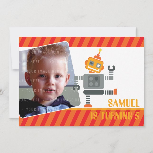 Invitación FOTO DEL PARTIDO DE CUMPLEAÑOS INVITA :: robot bai (Anverso)