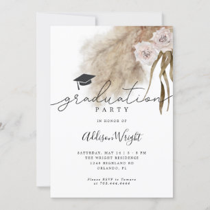 Invitación Foto del Partido de Graduación Boho Pampas