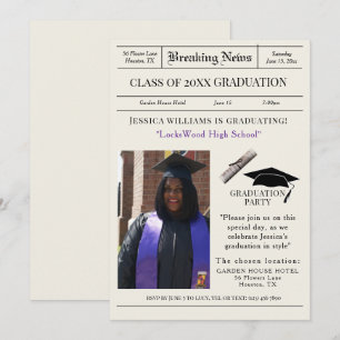 Invitación Foto del partido de graduación "Breaking News"