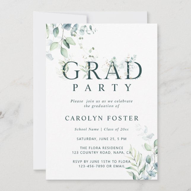 Invitación Foto del partido de graduación de la carta verde b (Anverso)