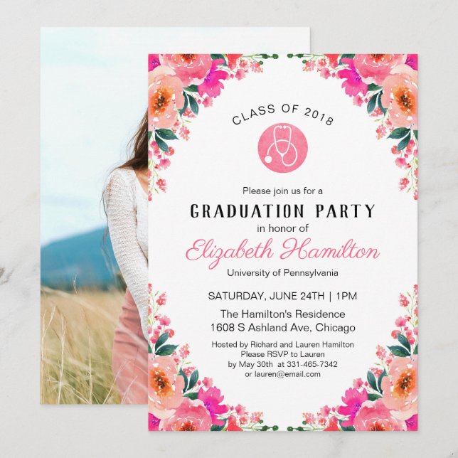 Invitación Foto del partido de graduación de la escuela de En (Anverso / Reverso)