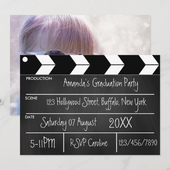 Invitación Foto del partido de graduación de películas de Hol (Anverso / Reverso)