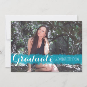 Invitación Foto del partido de graduación de pincel turquesa