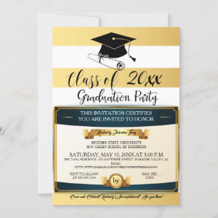 Invitación Foto del partido de graduación del diploma blanco