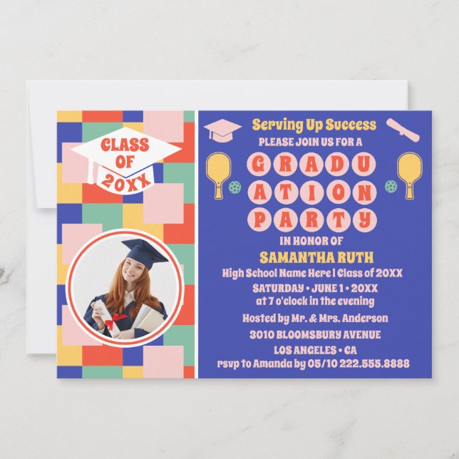 Invitación Foto del Partido de Graduación Retro de Baloncesto (Anverso)