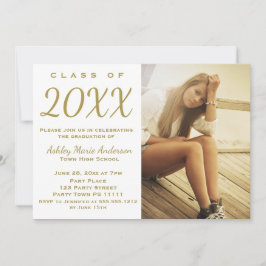 Invitación Foto del partido de graduación Rustic Wood Gold