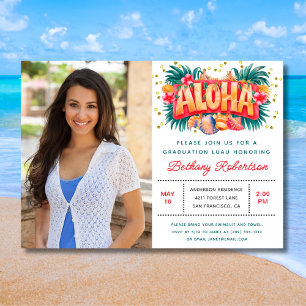 Invitación Foto del partido de graduación Tropical Aloha Luau