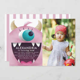Invitación Foto del partido del cumpleaños rosado Bash