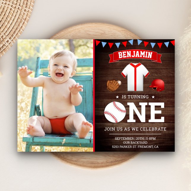 Invitación Foto del partido del primer cumpleaños de Rustic W (Subido por el creador)