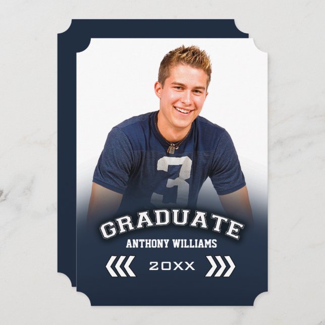 Invitación Foto del partido personalizado de graduación fotog (Anverso / Reverso)