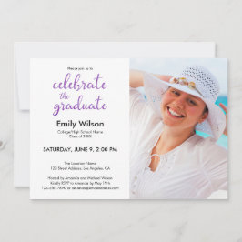 Invitación Foto del patrón de guión violeta del partido de gr