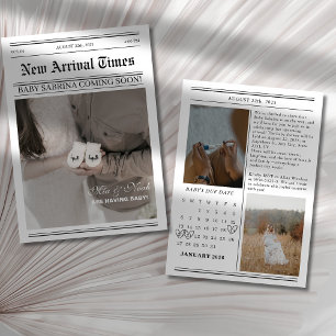 Invitación Foto del periódico Calendario Ducha del bebé
